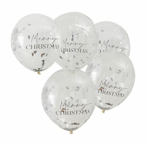 Silver Merry Christmas Confetti Balloons 5pk