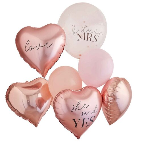 Ginger Ray Blush Hen Cluster Rose Balloon 10 Pack - Rose Gold & Pink