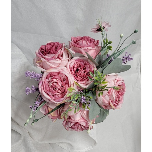 Bridesmaid Pink Artificial 7 Rose Bouquet