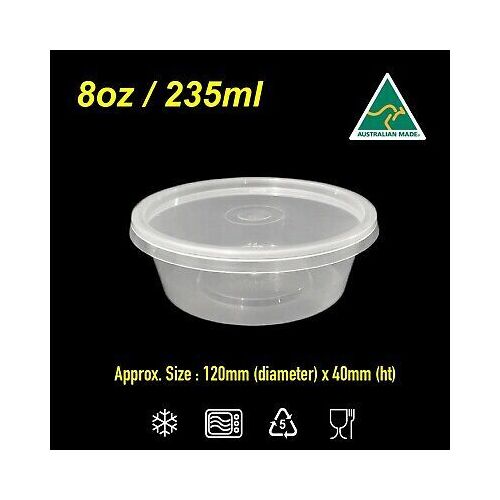 8oz Round Takeaway Container 50pk with Lids
