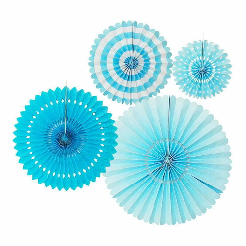 Blue Paper Fan Set 4pk