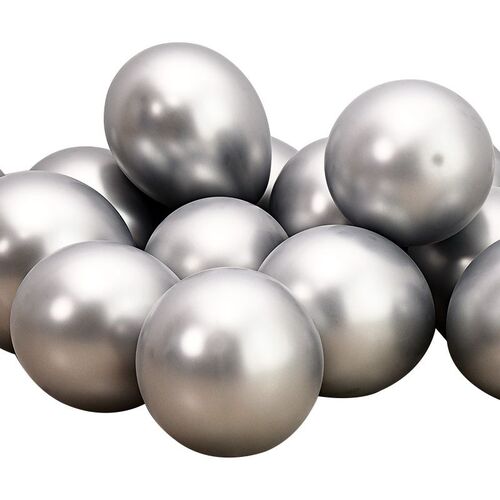 12" Chrome Balloons Silver 10pk