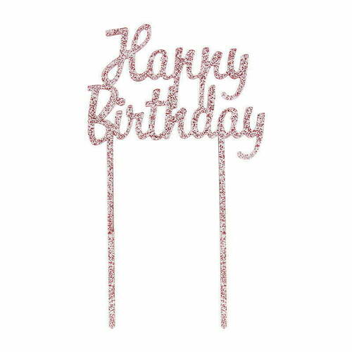 HAPPY BIRTHDAY Cake Picks-Pink