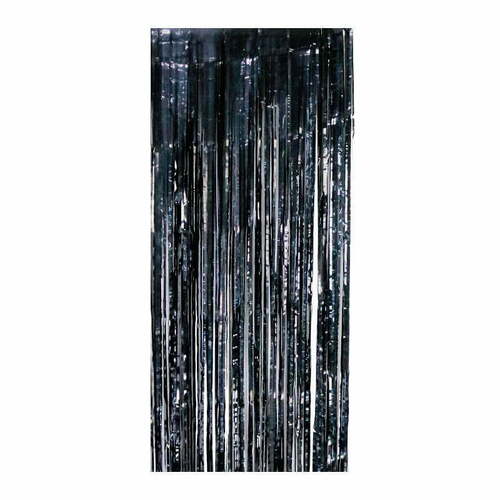 Metallic Black Foil Fringe Party Door Curtain 1mx2m 1pc