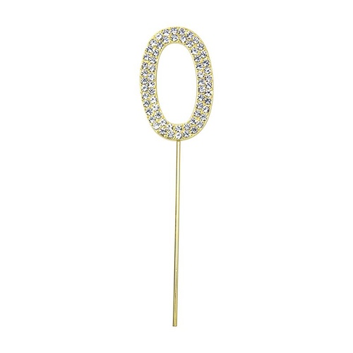 Gold Diamante Number 0 Cake Topper