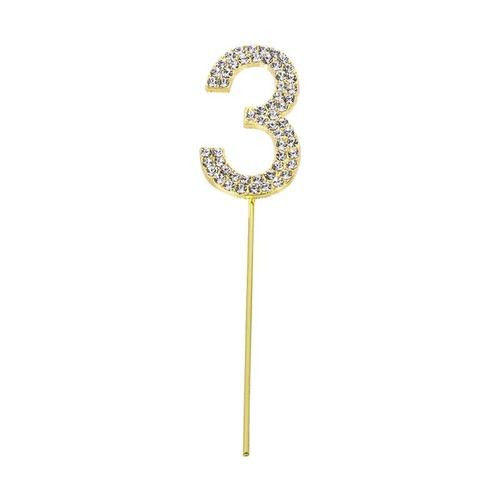 Gold Diamante Number 3 Cake Topper