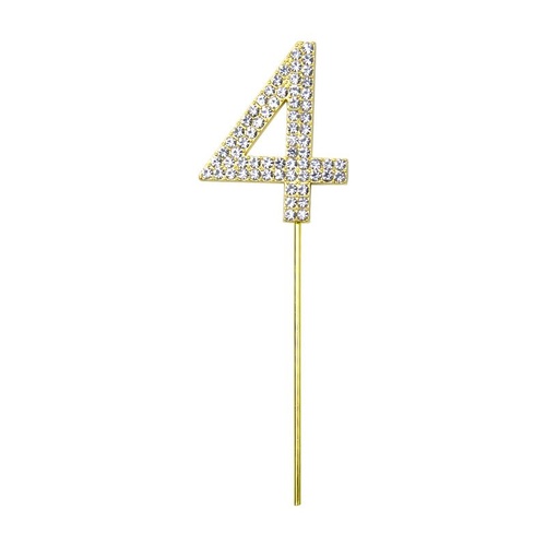 Gold Diamante Number 4 Cake Topper