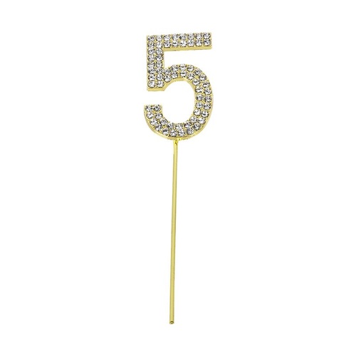 Gold Diamante Number 5 Cake Topper