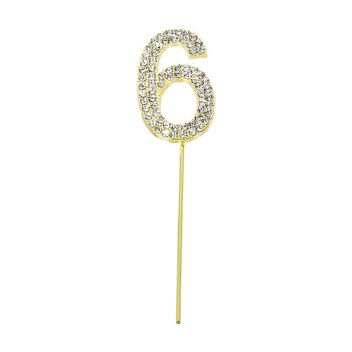 Gold Diamante Number 6 Cake Topper
