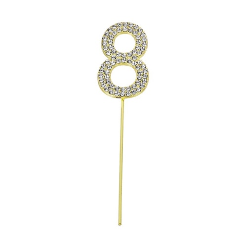 Gold Diamante Number 8 Cake Topper