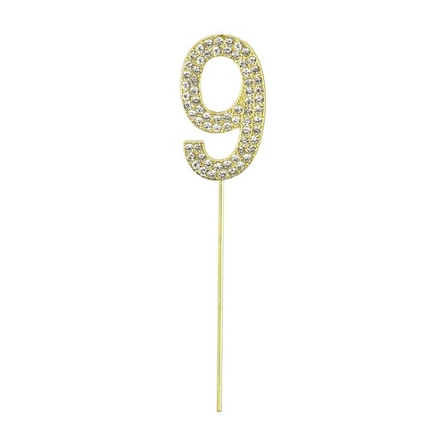 Gold Diamante Number 9 Cake Topper