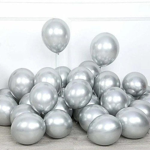 12" Chrome balloons Silver 50PK