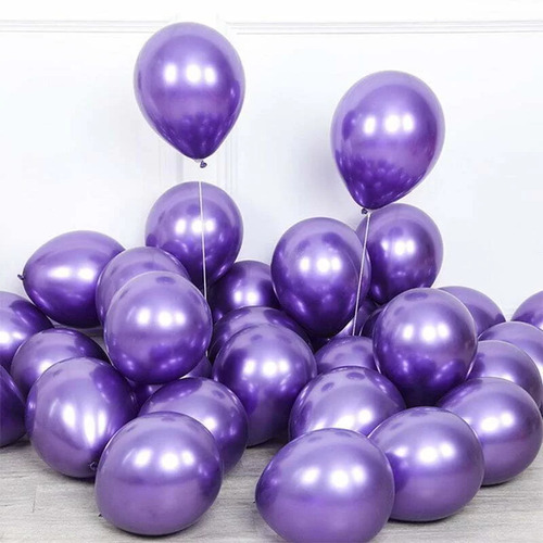 Chrome Balloons Purple 12" 50PK