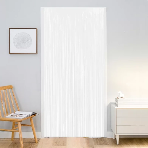 White Foil Fringe Party Door Curtain 200cmx100cm
