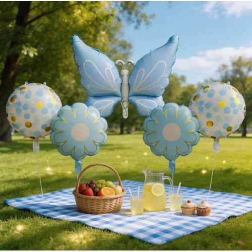 Blue Butterfly Foil Balloon 5 Piece Set