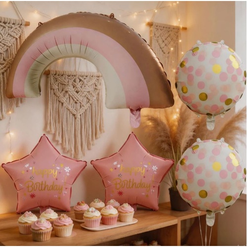 Pastel Pink Rainbow Birthday Foil Balloon 5 Piece Set