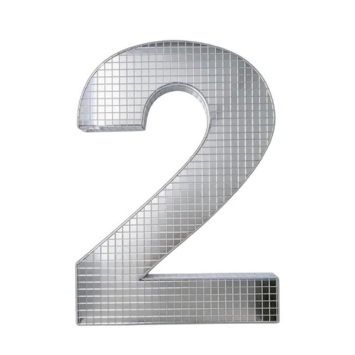 20cm Disco Number 2 Decoration Silver Mirror Party 1PC