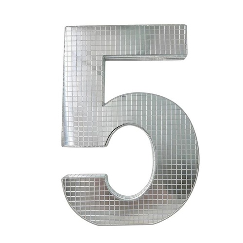 20cm Disco Number 5 Decoration Silver Mirror Party 1PC