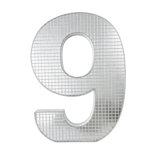 20cm Disco Number 9 Decoration Silver Mirror Party 1PC