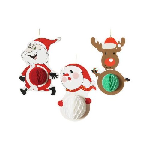 Christmas Honeycomb 33cm 3pk