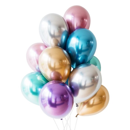 Assorted Chrome Balloons 12" 12PK