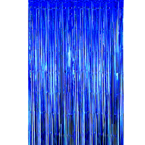 Metallic Dark Blue Foil Fringe Party Door Curtain