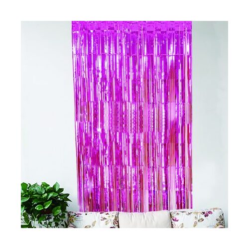 Metallic Dark Pink Foil Fringe Party Door Curtain 1mx2m 1pc