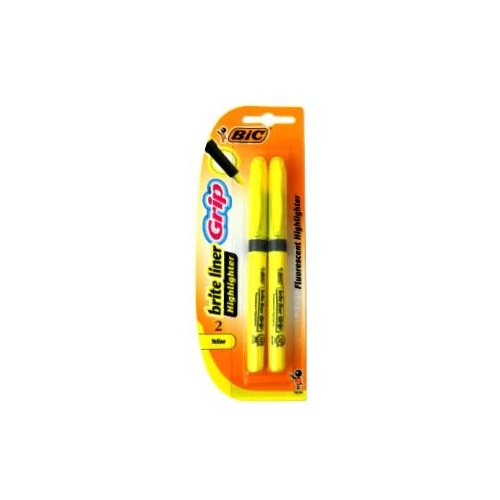 BIC Briteliner Grip Highlighter 2 Pack Yellow