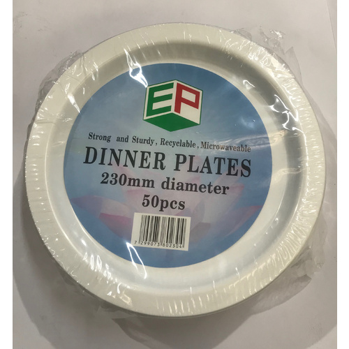 EP Dinner 9 Inch Plastic Plates 230mm 50pk