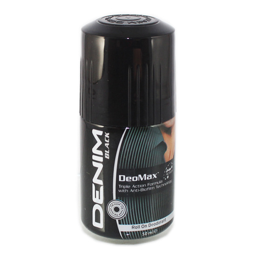 Denim DeoMax Roll On Deodorant Black 50ml