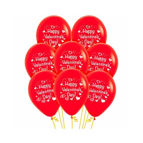 Sempertex 30cm Happy Valentine's Day & Hearts Fashion Red Latex Balloons 12pk