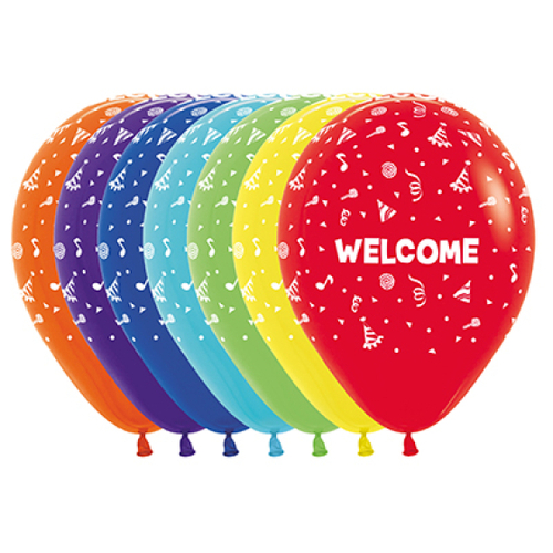 SEMPERTEX 30CM WELCOME ASSORTED LATEX BALLOONS 12PK