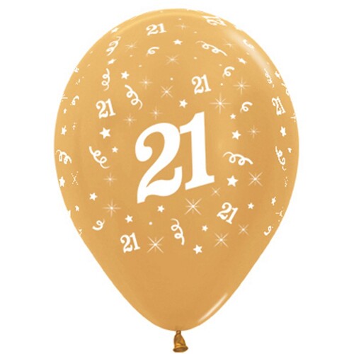 Sempertex 30cm Age 21 Latex Balloons 25 Pack - Metallic Gold