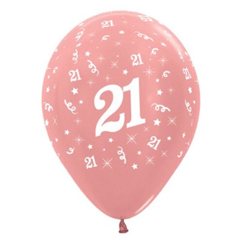 Sempertex 30cm Age 21 Latex Balloons 6 Pack - Metallic Rose Gold