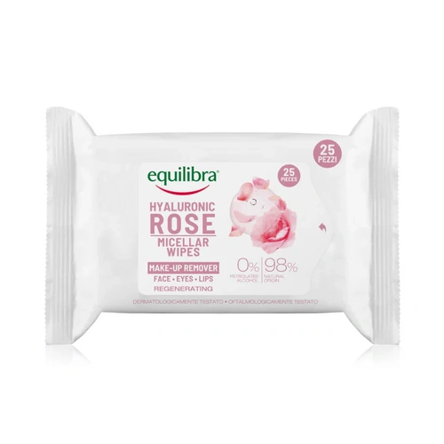 Equilibra Rose Make-Up Remover Wipes with Hyaluronic Acid 25 Pack