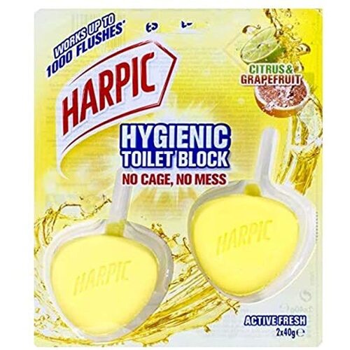 Harpic PK2 40g Hygienic Toilet Block Citrus & Grapefruit Splash