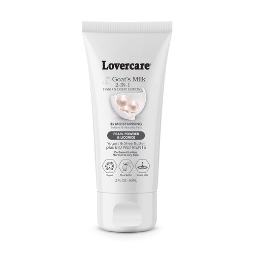 Lovercare Goat's Milk 2 in 1 Pearl Power & Licorice Hand & Body Lotion 60ml