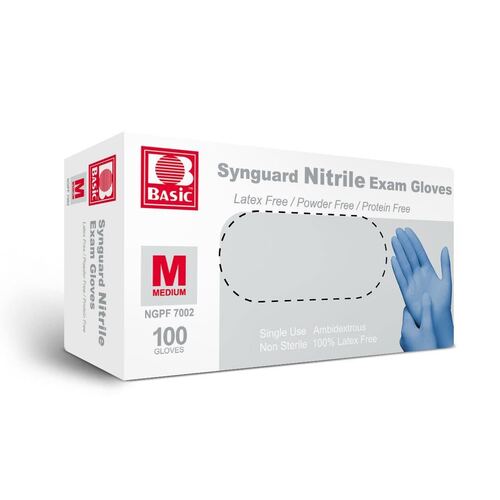 Synguard Nitrile Exam Powder Free Gloves Medium 100pcs