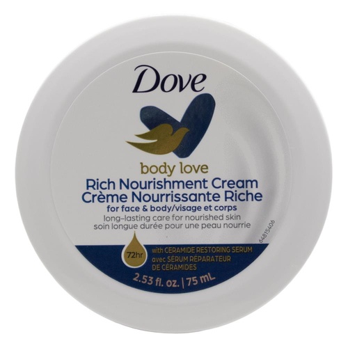 DOVE 75mL RICH NOURISHMENT CREAM BODY LOVE FOR FACE AND BODY
