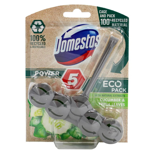 Domestos Toilet Rim Block Power 5 EcoBlock Cucumber & Fresh Leaves