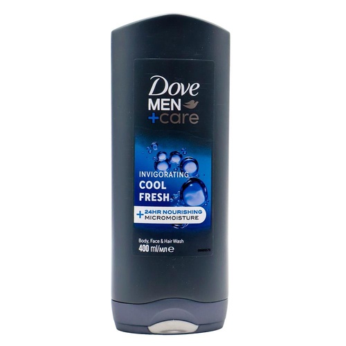 DOVE 400mL BODY FACE AND HAIR WASH MEN + CARE INVIGORATING 24 HOUR NOURISHING MICRO MOISTURE COOL FRESH