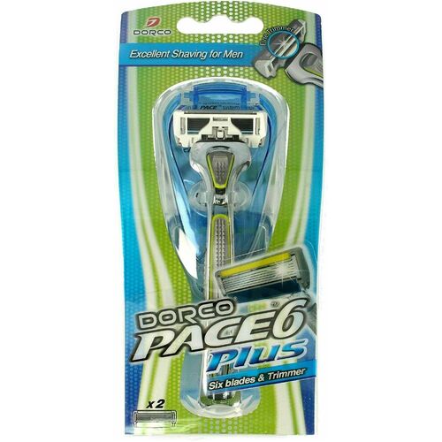 Dorco Pace 6 Plus - 6 Blade Shaving System With Clippers - 1 Handle + 2