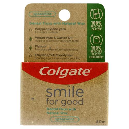 Colgate Floss Smile For Good Dental With Natural Wax Spearmint 50m