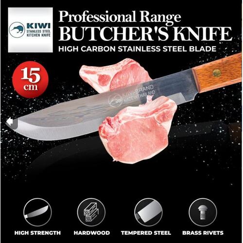 KIWI Butcher Knife Wood Handle 15cm