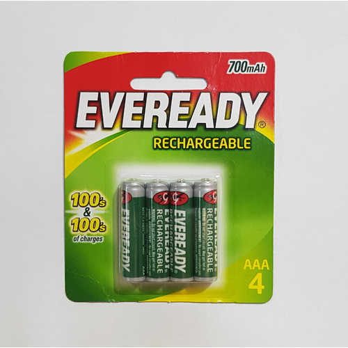 Eveready Rechargeable AAA Batteries 4 pk 700 mAh