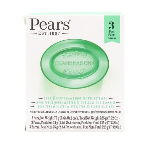 PEARS RANSPARENT SOAP BAR PURE & GENTLE With Lemon Flower EXTRACTS 100g 3pk