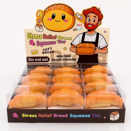 CTN 12 x Squishy Squeeze Bakery Series Croissant - 8cm 