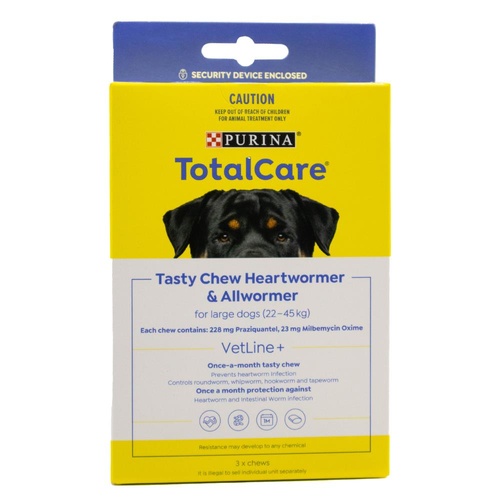 Total Care Tasty Chew Heartwormer & Allwormer For Large Dogs 22-45KG 3PK