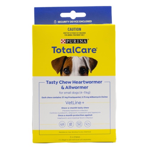 Purina Total Care Tasty Chew Heartwormer & Allwormer For Small Dogs (3 Pack)
