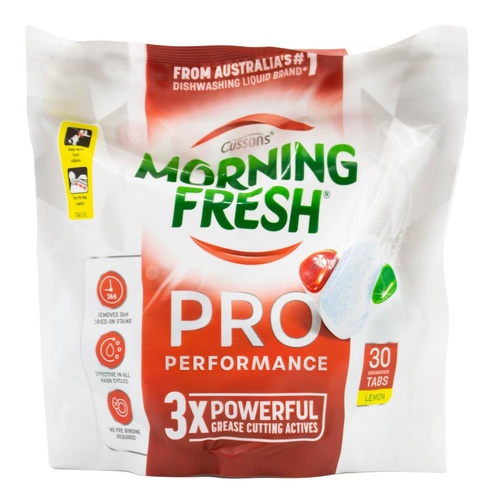 MORNING FRESH PK30 DISHWASHER TABLETS PRO PERFORMANCE 3X POWERFUL GREASE CUTTING ACTIVES LEMON